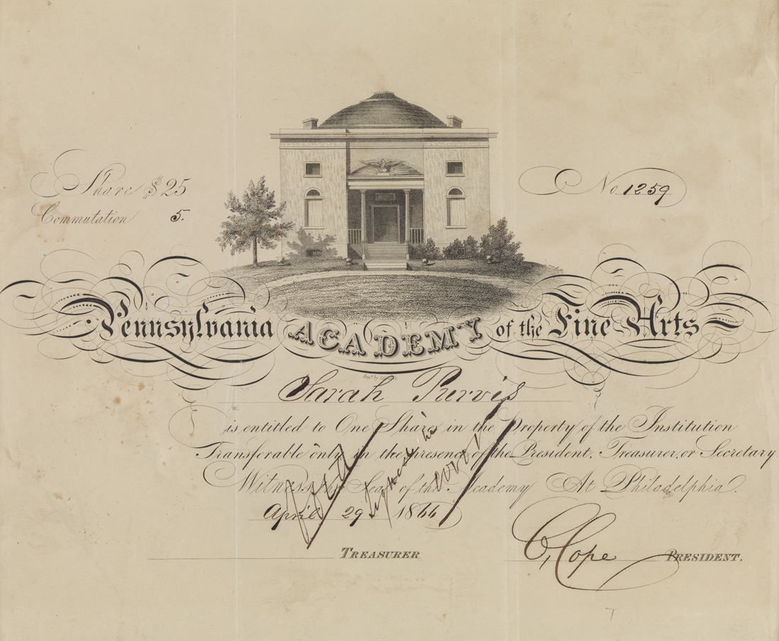 Pennsylvania Academy of the Fine Arts [stock certificate]
