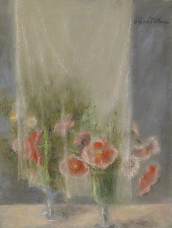 [Still life: poppies and curtain]