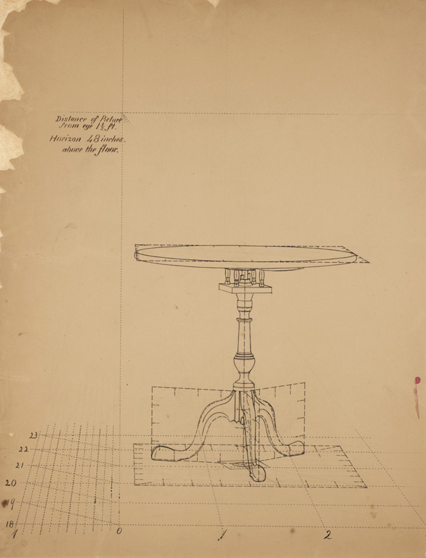 (Drawing 13: Perspective Study of Tilt-top Table, 1)