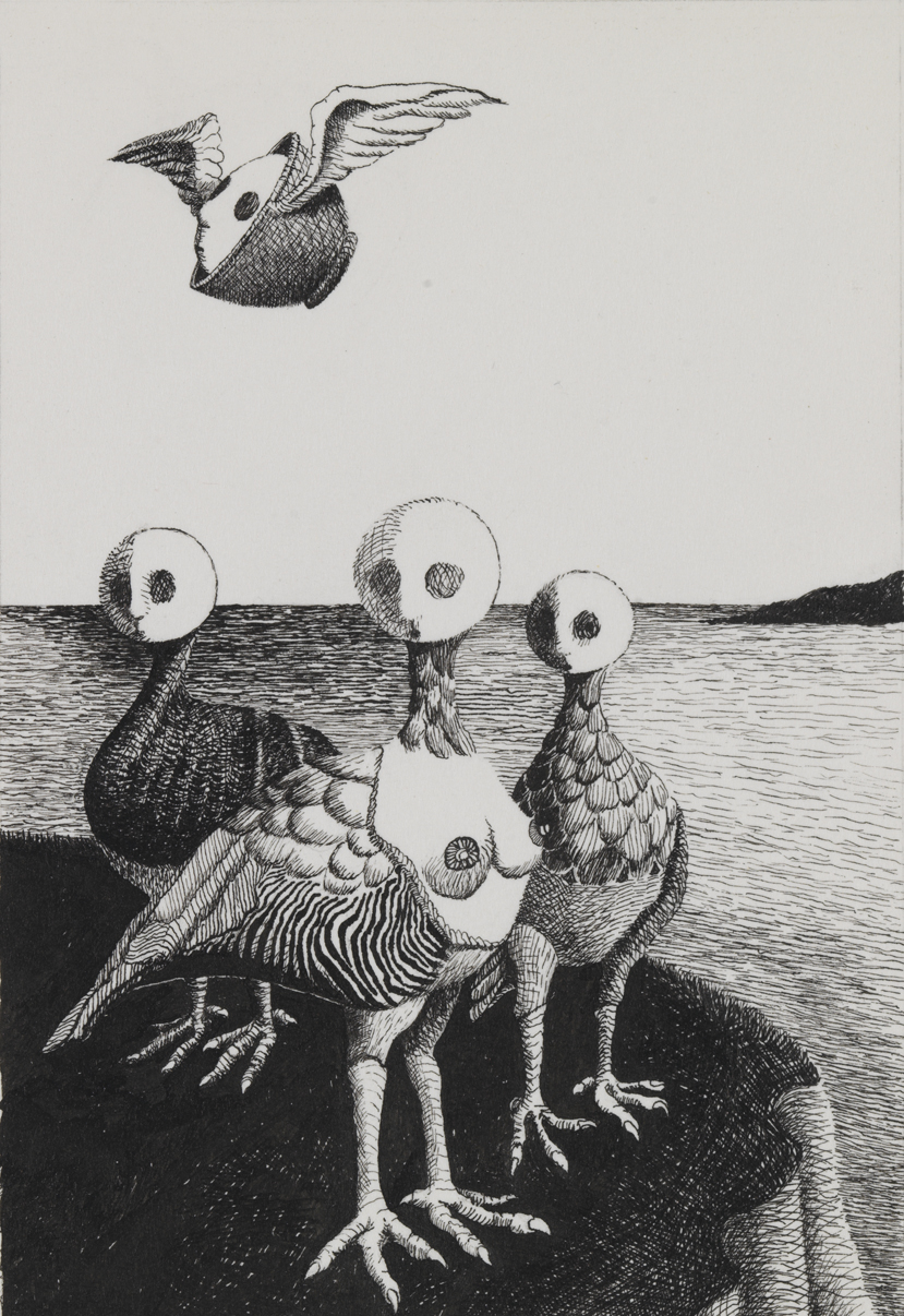 [Three bird creatures]