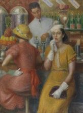 William Glackens, Soda Fountain, 1935, Oil on canvas, 48 x 36 in., Joseph E. Temple and Henry D. Gilpin Funds, 1955.3