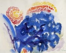 Alma Woodsey Thomas, Wind and Flowers, 1973, Watercolor on paper, 14 1/2 x 18 in, The Harmon and Harriet Kelley Collection of African American Art