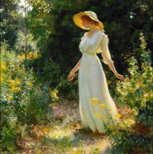 Charles C. Curran, A Spray of Goldenrod, 1916, Oil on canvas, 14 x 14 1/4 in., Private Collection