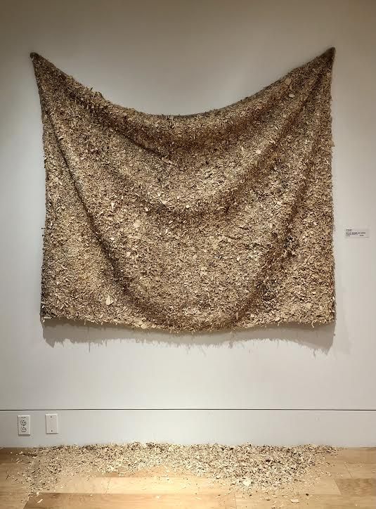 Sherry Rossini (Low-Res MFA), "Memories, Nostalgia, and Comforter", woodscrap, sawdust, and polyester
