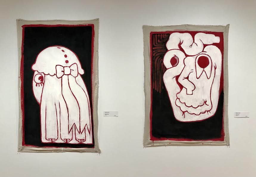Callie Coccia (Certificate-Penn), Left: "Headspace", Acrylic; Right: "Shirtskull", Acrylic