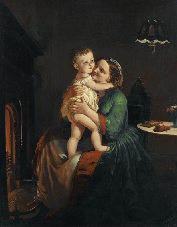Lilly Martin Spencer (1822-1902) Mother and Child by the Hearth, 1867  