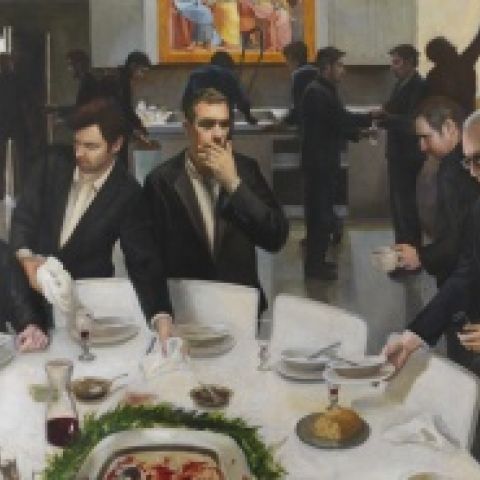 Read Lockhart, Clearing up After the Last Supper, 2014, oil on canvas, 68 x 80 in., Judith McGregor Caldwell Purchase Prize, 2014.14