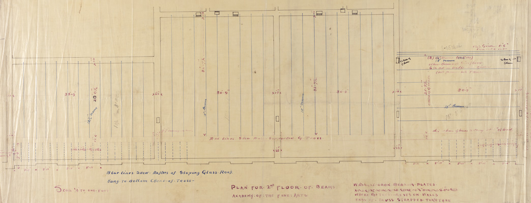 [Plan for 2nd floor of beams, Academy of the Fine Arts]