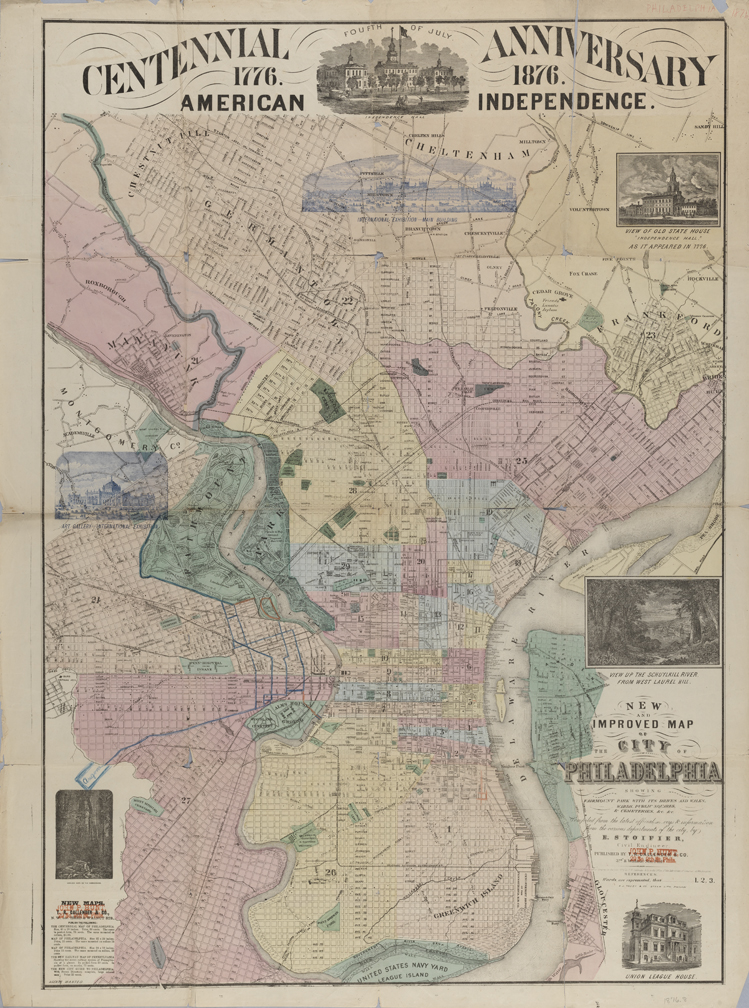 1876 Centtennial Map of Philadelphia
