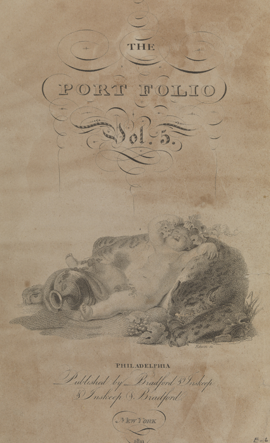 The Portfolio, Vol. 5., [Infant Bacchus reclining on sleeping panther (title page)]