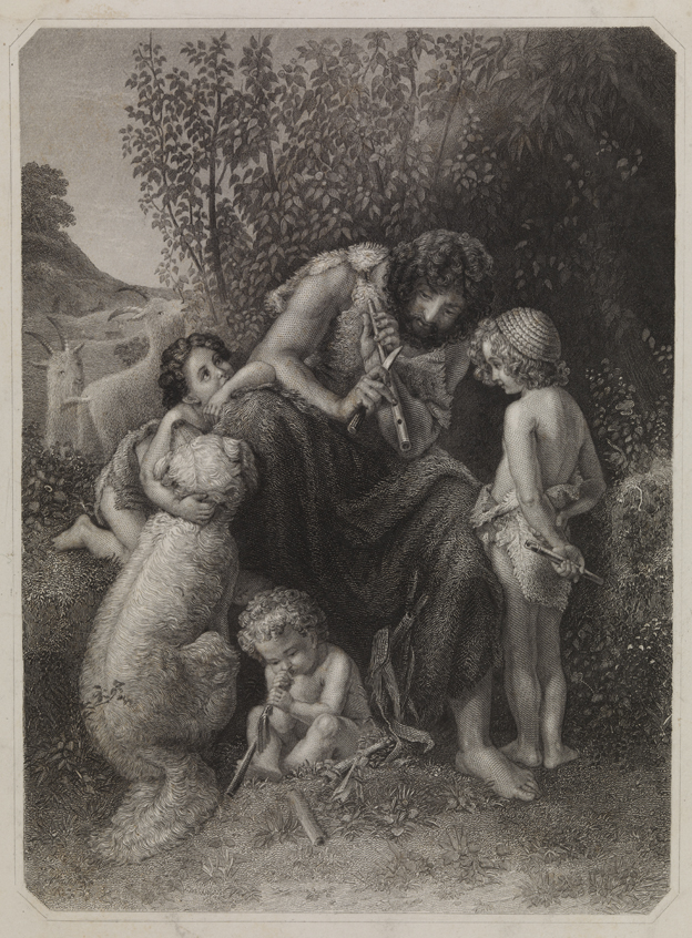 [Shepherd making a flute]