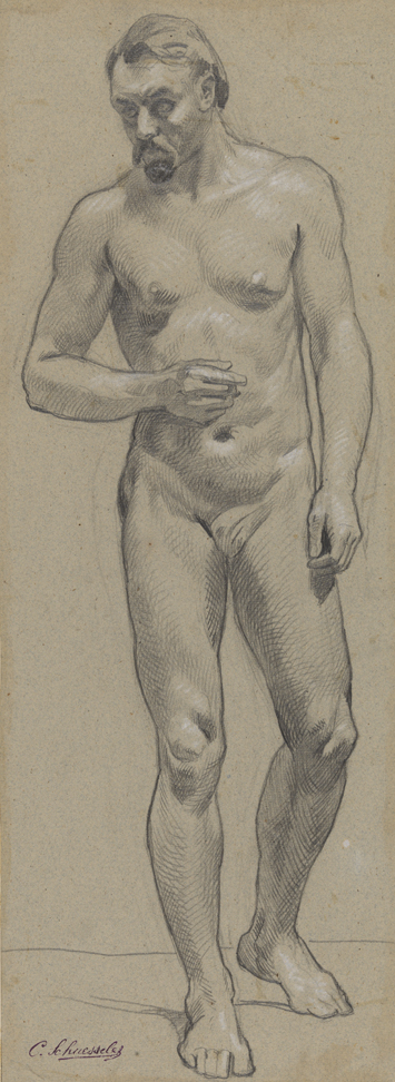 [Figure study: male nude standing - front view]