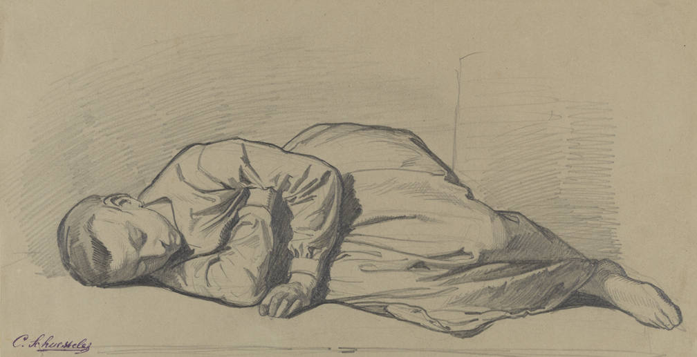[Figure study: sleeping child]