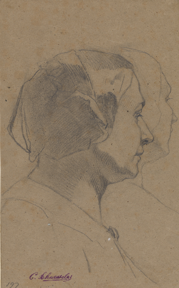 [Figure study: head of a woman - profile]