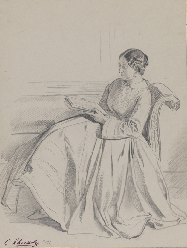 [Figure study: woman reading]