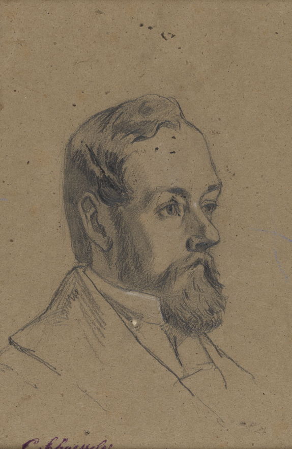 [Figure study: head of man, three-quarter view]