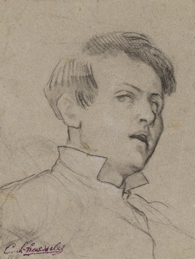 [Figure study: head of a young man]