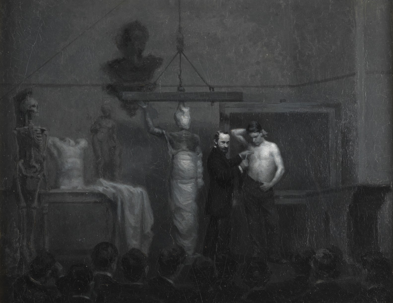 Anatomical Lecture by Dr. William Williams Keen (illustration for William C. Brownell, "The Art Schools of Philadelphia," Scribner's Monthly 18, Sept. 1879, pp. 737-50)