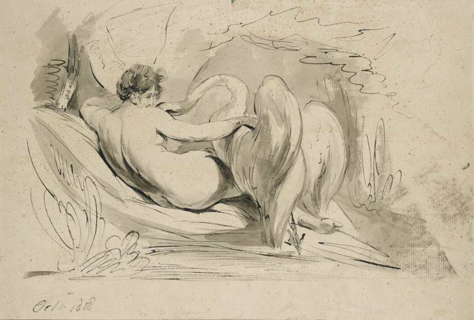 [Figure with swan]