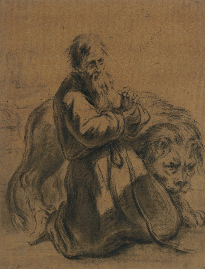 Daniel in the Lion's Den (Kneeling man with lion)