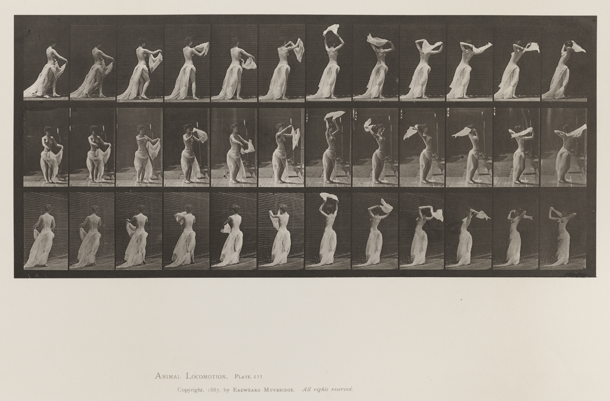 Animal Locomotion, Volume VI, Women (Semi-Nude and Transparent Drapery) and Children. Plate 421