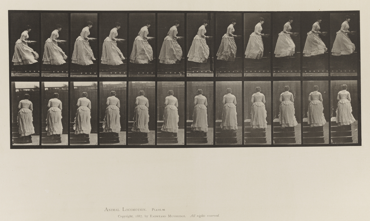 Animal Locomotion, Volume VII, Men and Woman (Draped), Miscellaneous Subjects. Plate 95