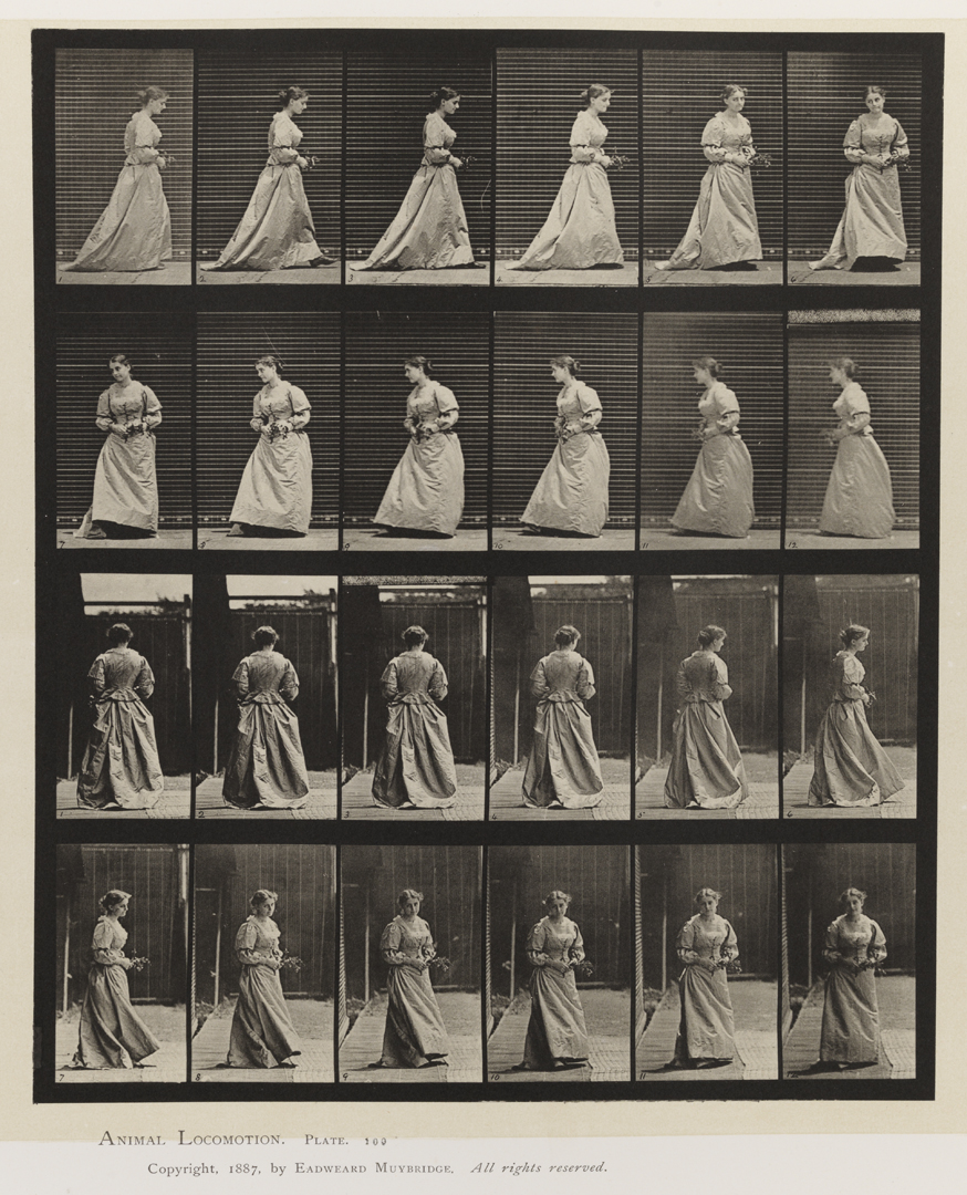 Animal Locomotion, Volume VII, Men and Woman (Draped), Miscellaneous Subjects. Plate 100