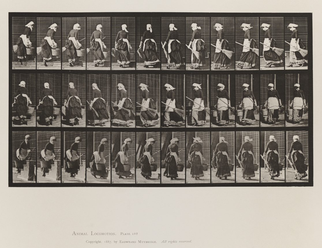 Animal Locomotion, Volume VII, Men and Woman (Draped), Miscellaneous Subjects. Plate 107