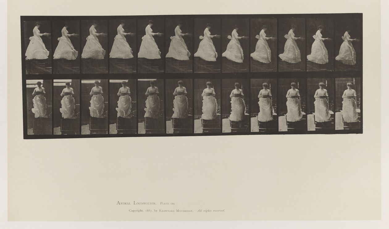 Animal Locomotion, Volume VII, Men and Woman (Draped), Miscellaneous Subjects. Plate 134