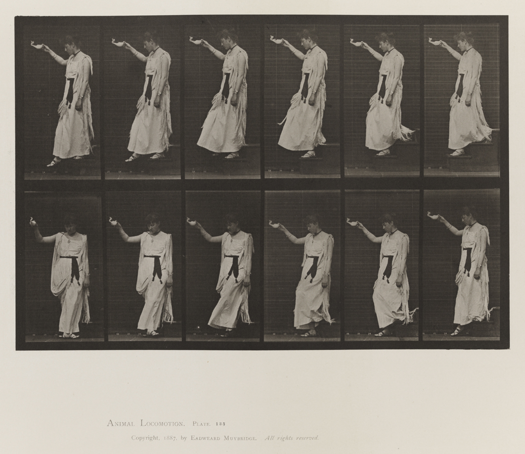 Animal Locomotion, Volume VII, Men and Woman (Draped), Miscellaneous Subjects. Plate 135
