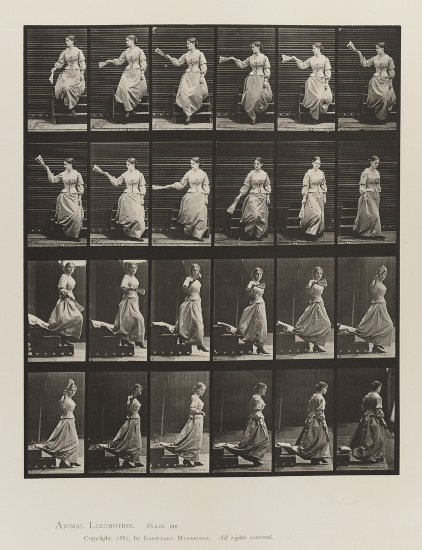 Animal Locomotion, Volume VII, Men and Woman (Draped), Miscellaneous Subjects. Plate 140