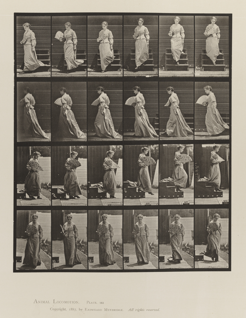 Animal Locomotion, Volume VII, Men and Woman (Draped), Miscellaneous Subjects. Plate 141