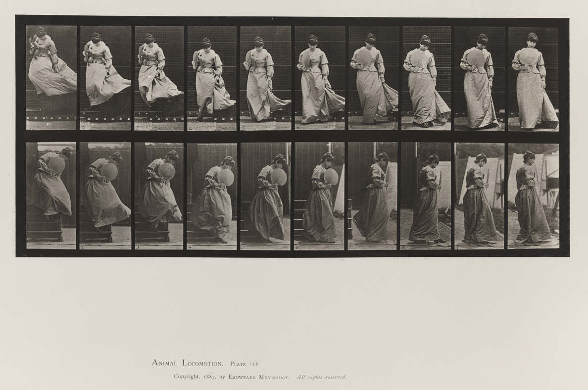 Animal Locomotion, Volume VII, Men and Woman (Draped), Miscellaneous Subjects. Plate 142
