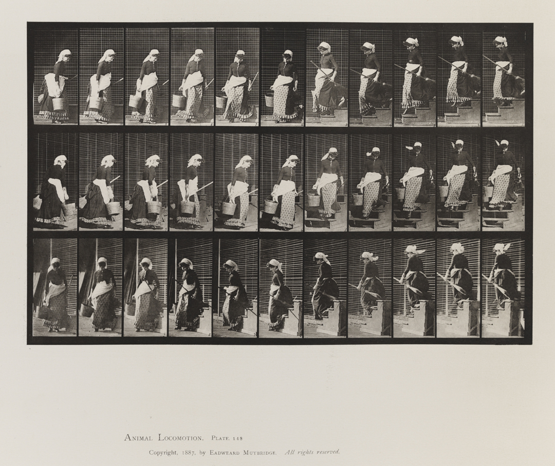 Animal Locomotion, Volume VII, Men and Woman (Draped), Miscellaneous Subjects. Plate 148
