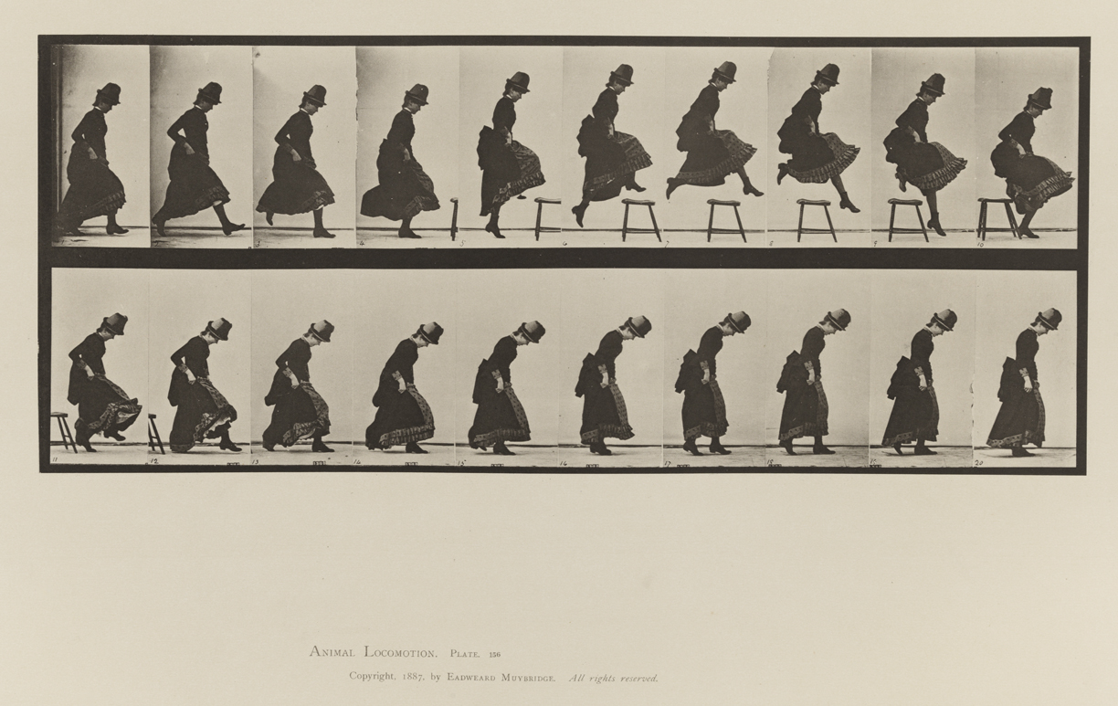 Animal Locomotion, Volume VII, Men and Woman (Draped), Miscellaneous Subjects. Plate 156