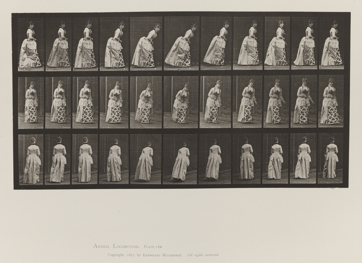 Animal Locomotion, Volume VII, Men and Woman (Draped), Miscellaneous Subjects. Plate 198