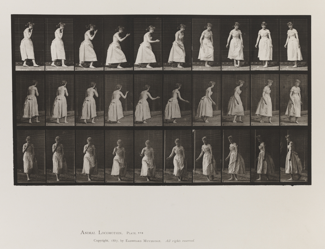 Animal Locomotion, Volume VII, Men and Woman (Draped), Miscellaneous Subjects. Plate 200