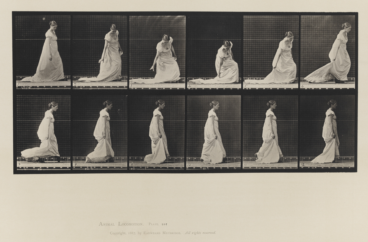 Animal Locomotion, Volume VII, Men and Woman (Draped), Miscellaneous Subjects. Plate 207