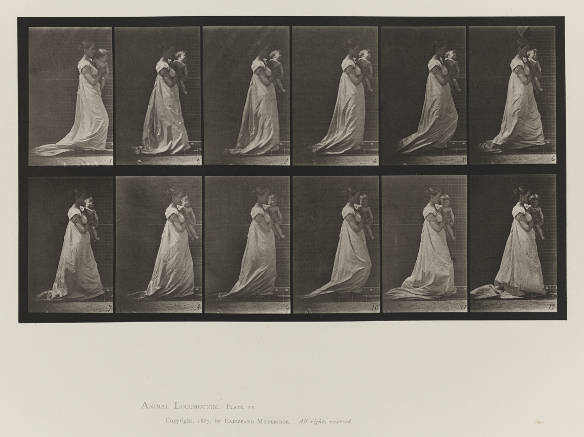 Animal Locomotion, Volume VII, Men and Woman (Draped), Miscellaneous Subjects. Plate 36