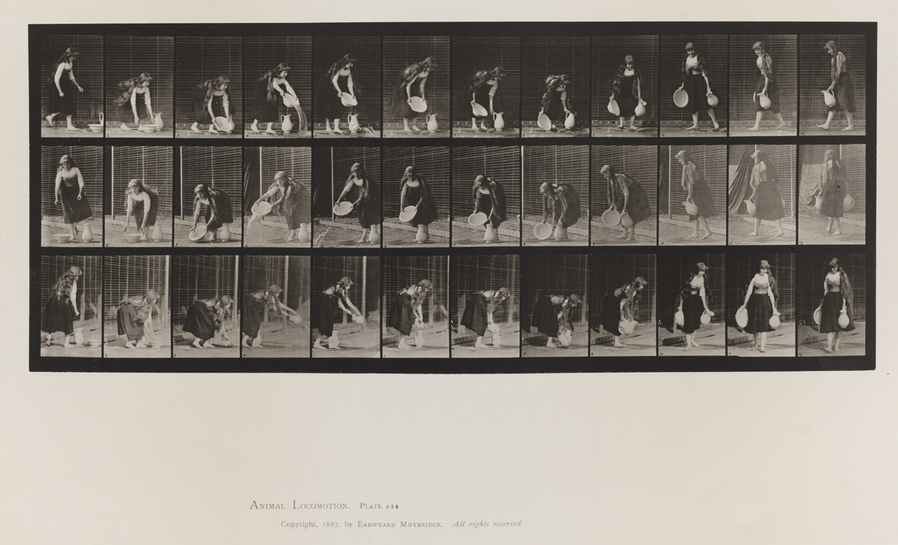 Animal Locomotion, Volume VII, Men and Woman (Draped), Miscellaneous Subjects. Plate 234
