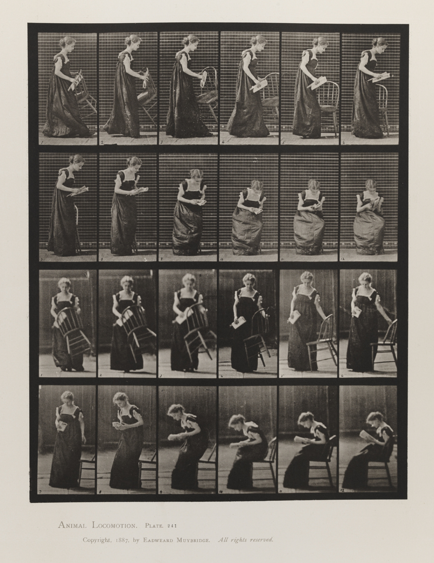 Animal Locomotion, Volume VII, Men and Woman (Draped), Miscellaneous Subjects. Plate 241