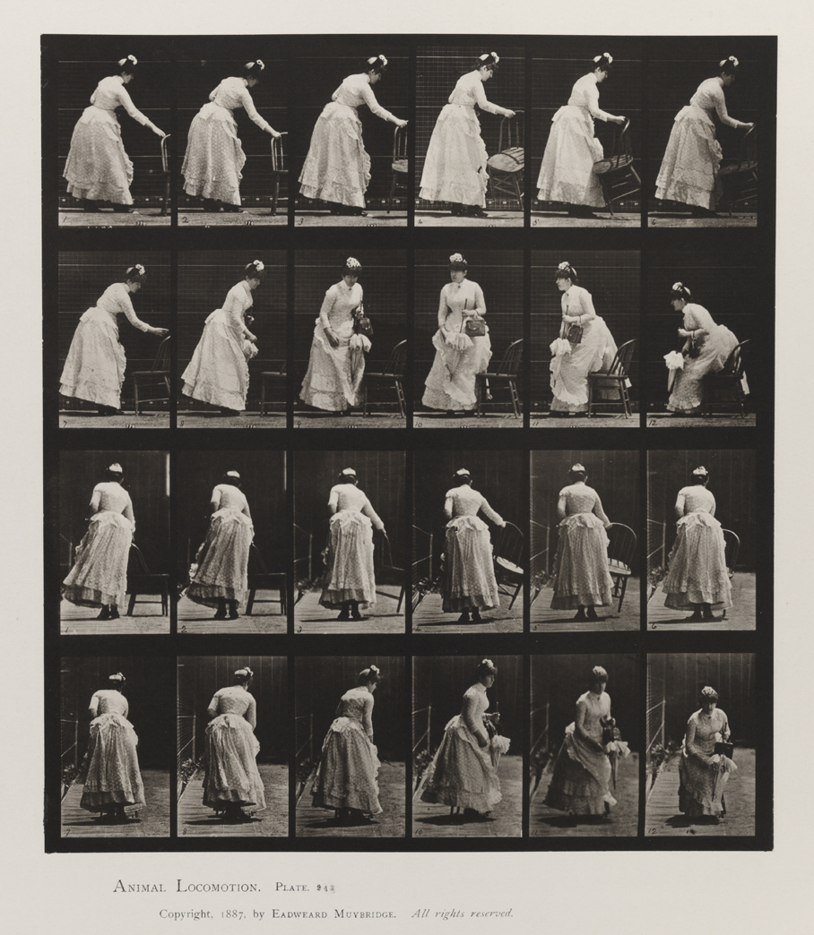 Animal Locomotion, Volume VII, Men and Woman (Draped), Miscellaneous Subjects. Plate 242
