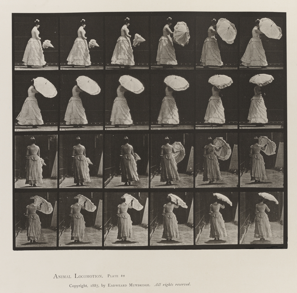 Animal Locomotion, Volume VII, Men and Woman (Draped), Miscellaneous Subjects. Plate 38