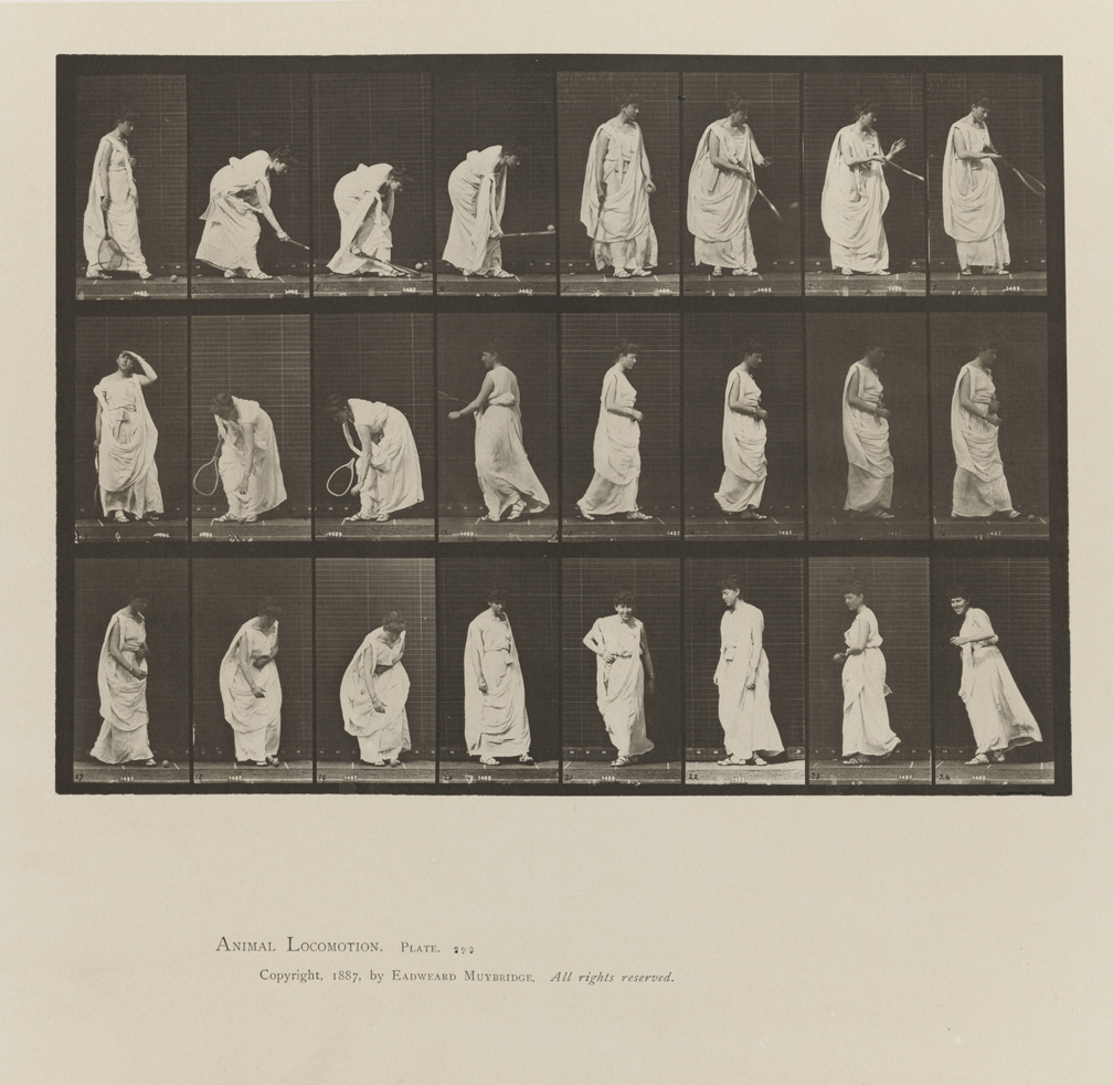 Animal Locomotion, Volume VII, Men and Woman (Draped), Miscellaneous Subjects. Plate 299