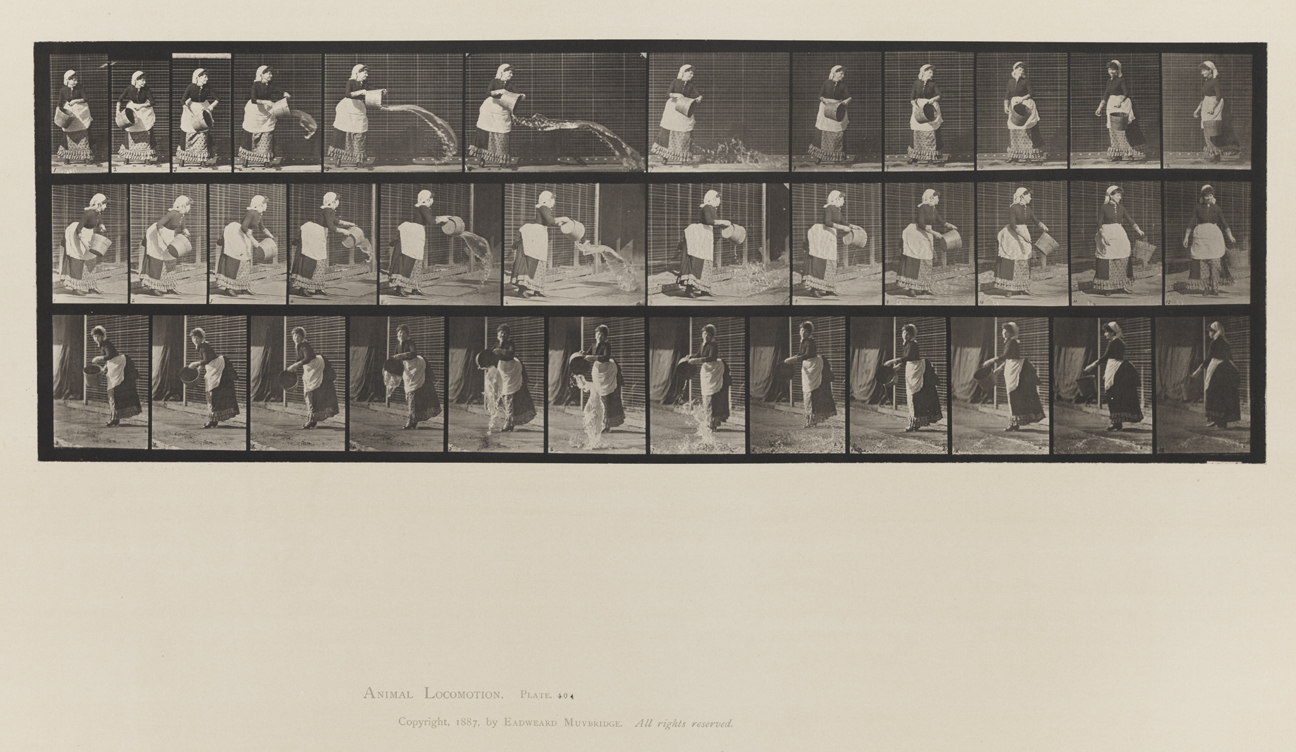 Animal Locomotion, Volume VII, Men and Woman (Draped), Miscellaneous Subjects. Plate 404