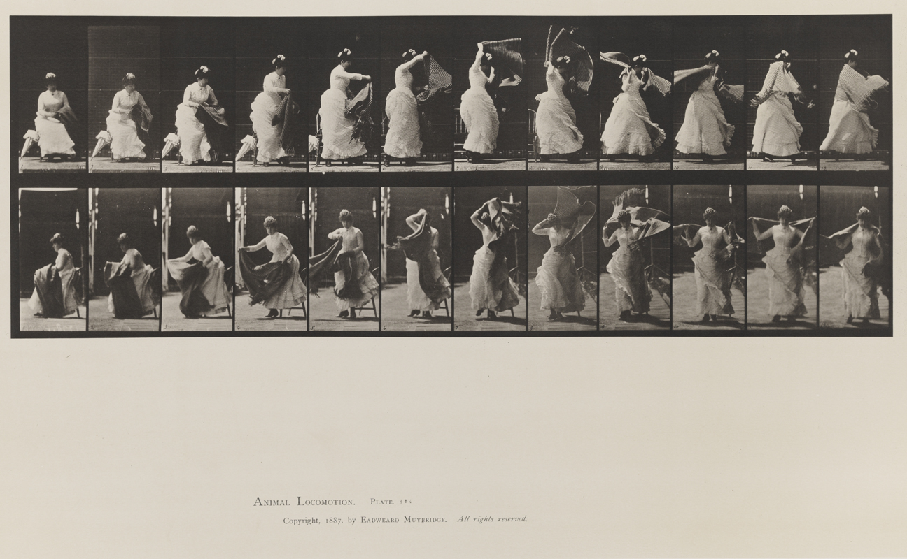Animal Locomotion, Volume VII, Men and Woman (Draped), Miscellaneous Subjects. Plate 424