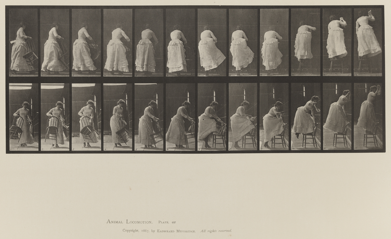 Animal Locomotion, Volume VII, Men and Woman (Draped), Miscellaneous Subjects. Plate 457