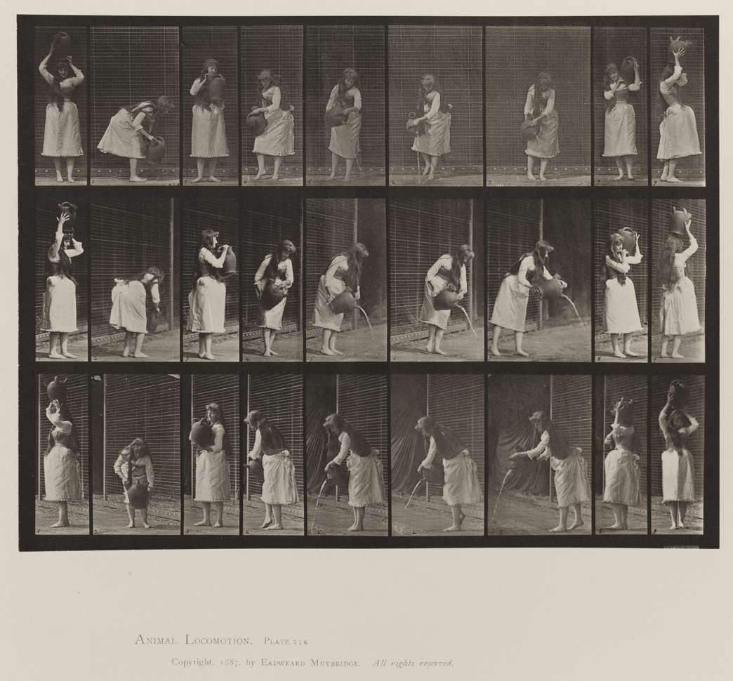 Animal Locomotion, Volume VII, Men and Woman (Draped), Miscellaneous Subjects. Plate 516