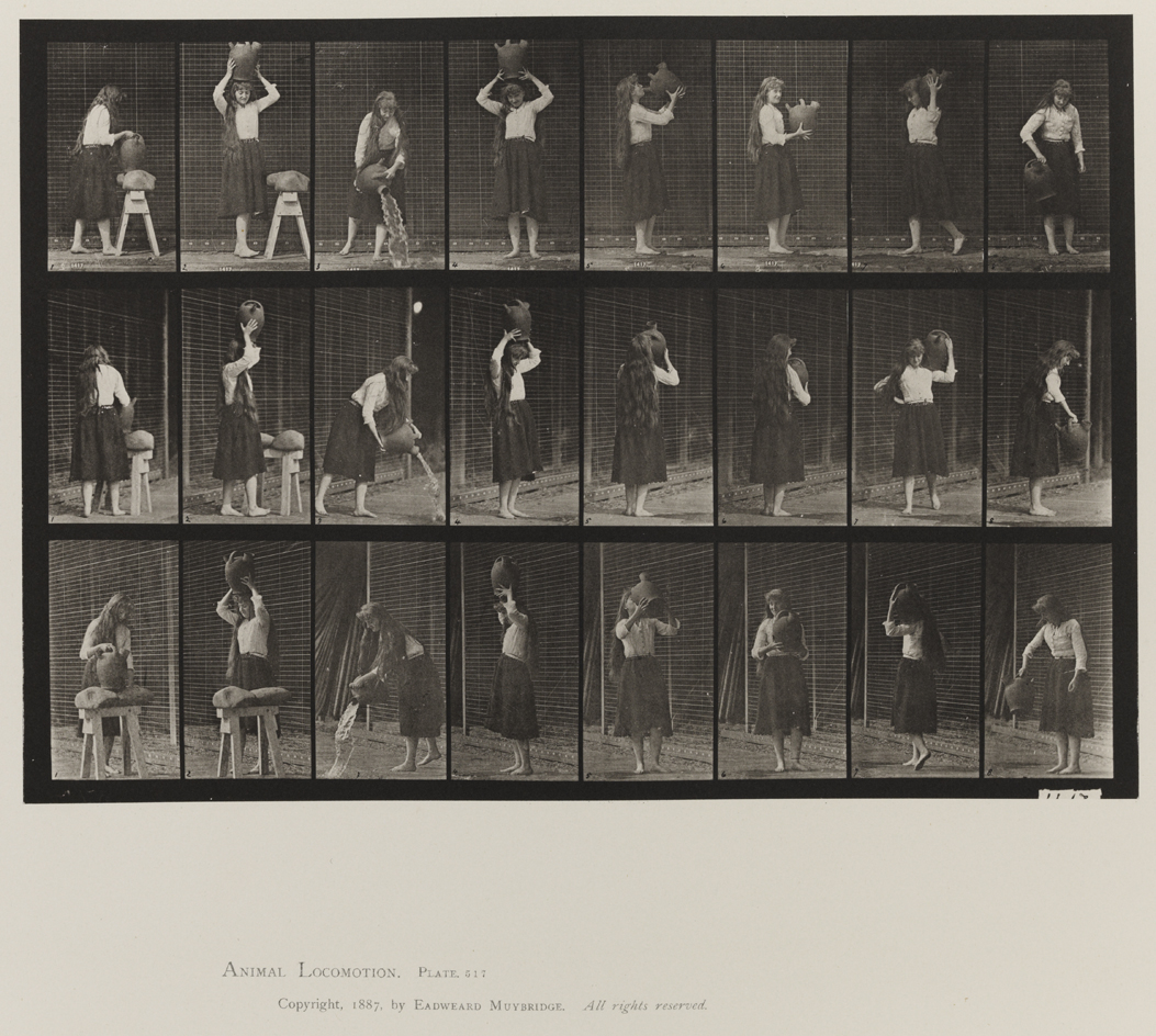Animal Locomotion, Volume VII, Men and Woman (Draped), Miscellaneous Subjects. Plate 517