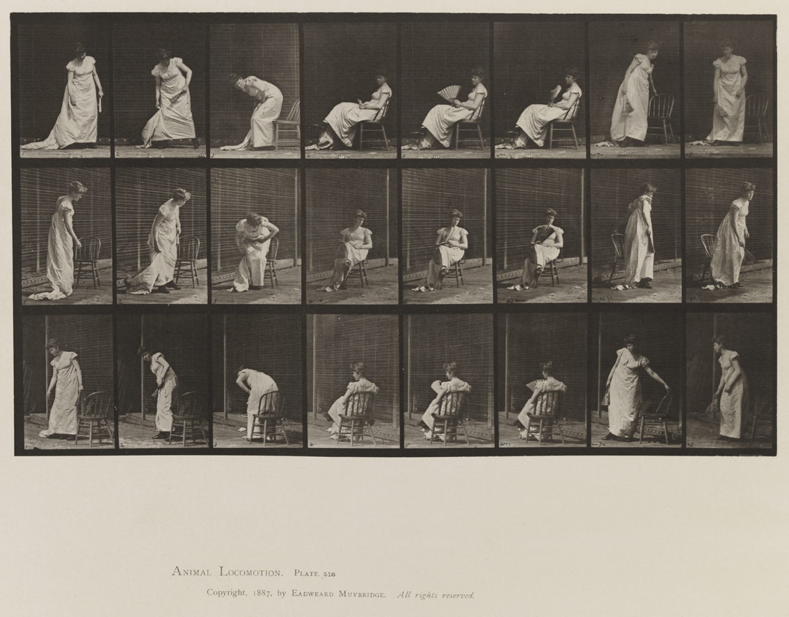 Animal Locomotion, Volume VII, Men and Woman (Draped), Miscellaneous Subjects. Plate 518